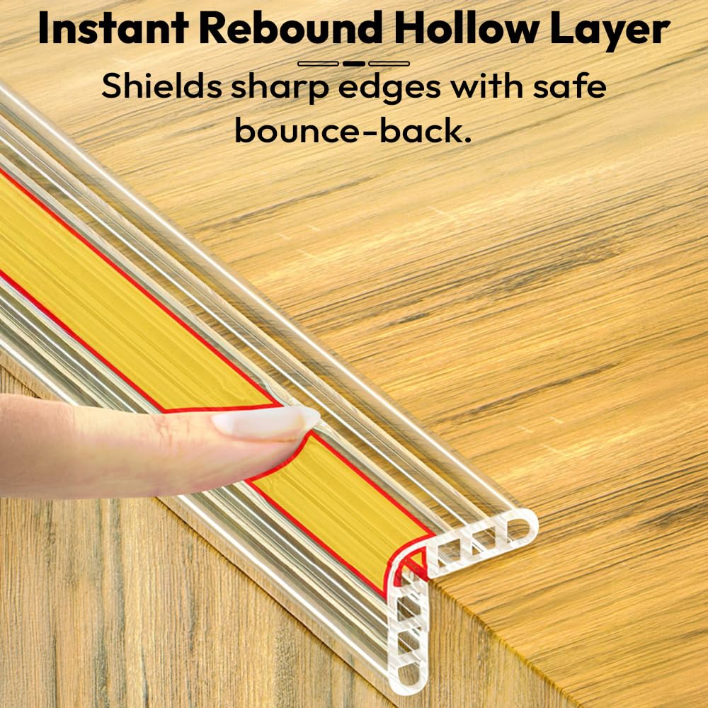Baby Proofing Edge Protector Strip 2M – Transparent Silicone Edge Guard with Adhesive – Safe Cushion for Infants, Toddlers & Kids – Table & Furniture Protection -35MM