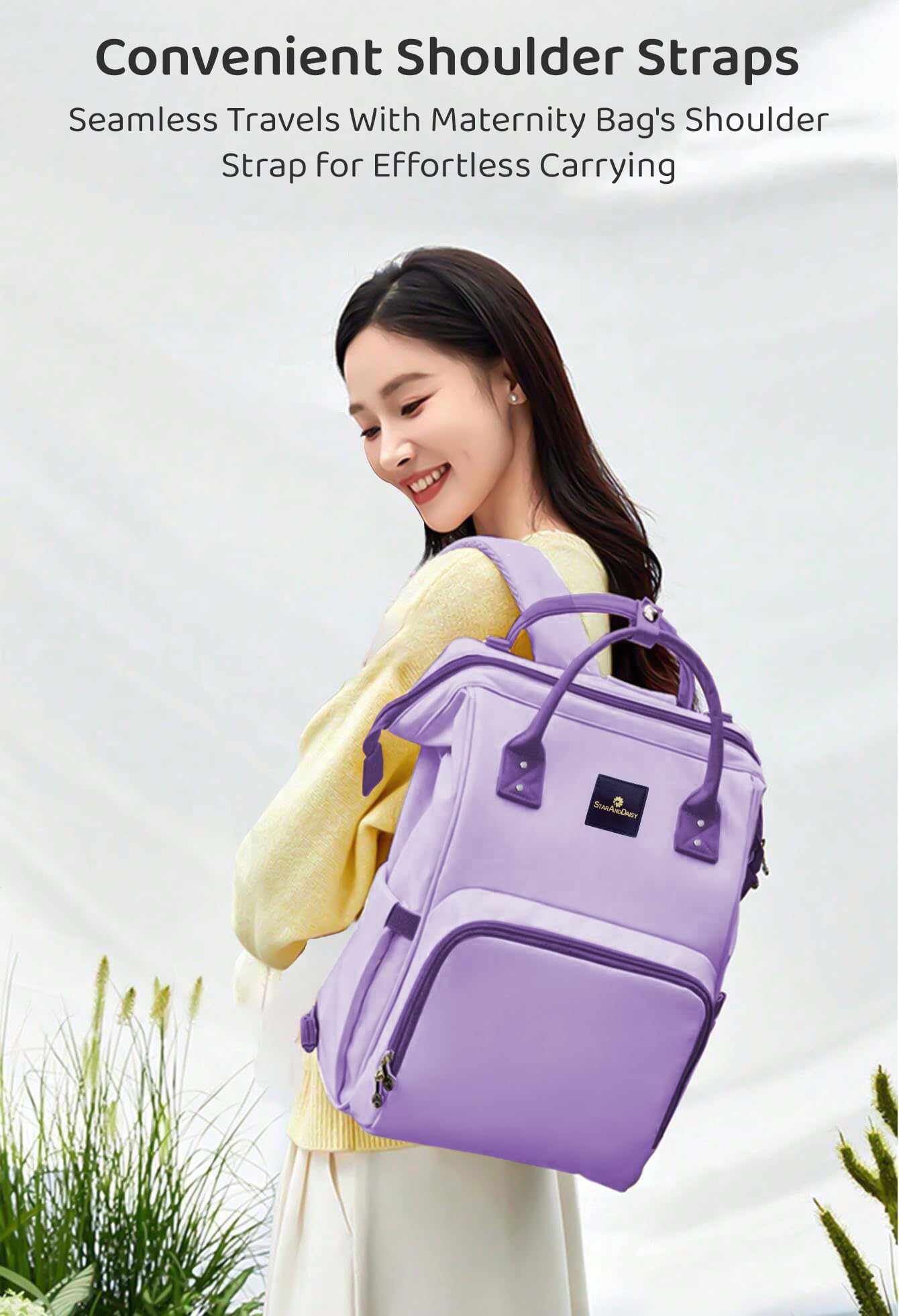 StarAndDaisy Baby Diaper Bag for Mothers/Mom Travel Maternity Backpack with Insulated Milk Bottle Pocket, Multi Compartments, Waterproof, Travel Friendly, Lightweight