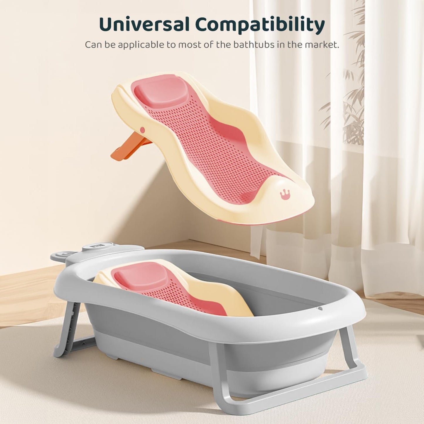 StarAndDaisy Baby Bath Seat for Newborn to 0-18 Months, Non-Slip, Adjustable, Portable, Comfortable, Hygienic Baby Bather/Chair - Pink