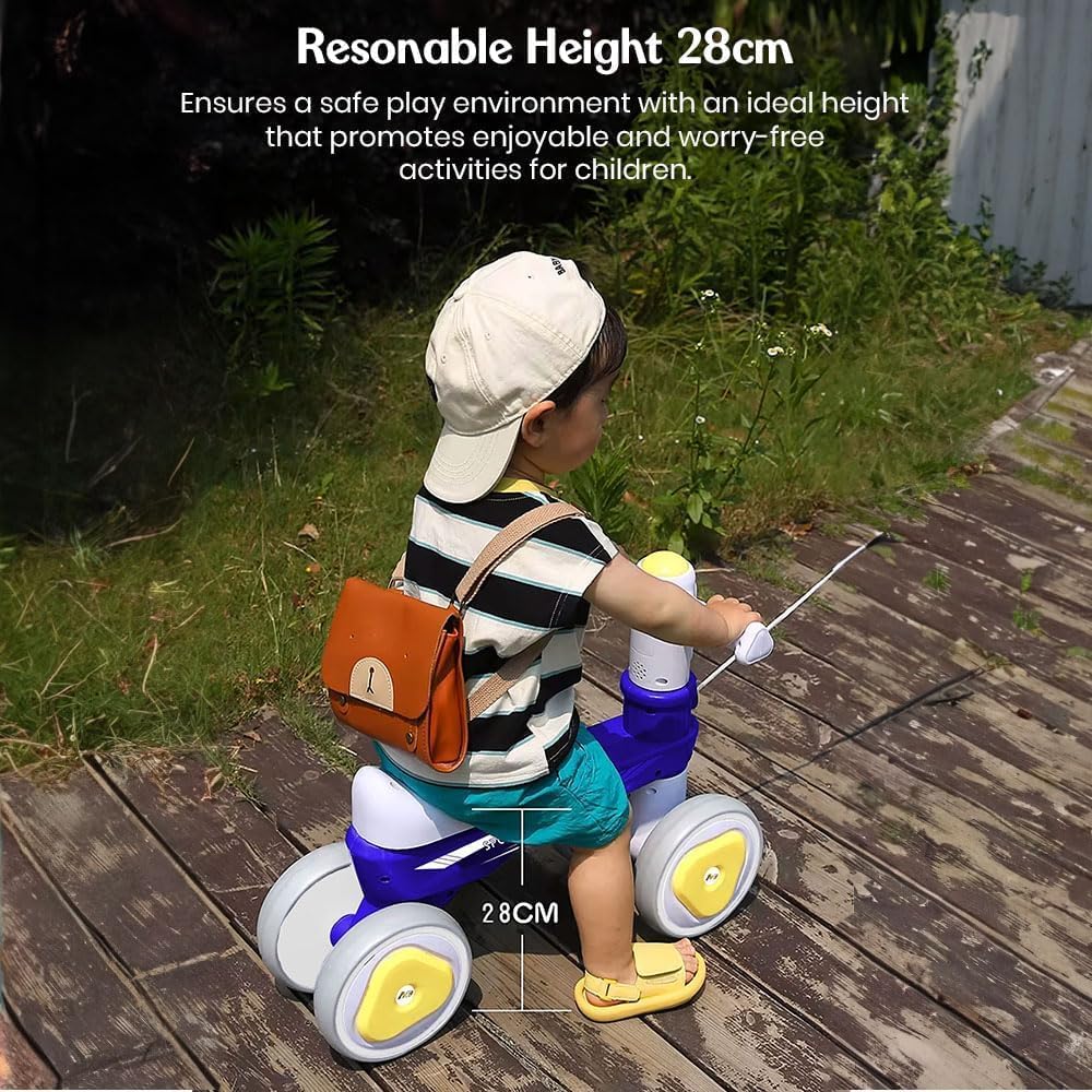 StarAndDaisy Balance Bike/Push Ride on for Kids/Toddler with 4 Smooth Wheels, Music & Lights/Mini Bike for Kids - (Blue)