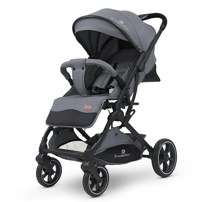 StarAndDaisy Foldable Stroller for Baby 0-3 Years Infant & Toddler / Travel Pram for Baby with Storage basket & Lockable Wheels, Multi-Level Recline & Adjustable Footrest, Removable Tray , Safety Harness Belt -Green