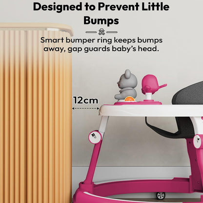 StarAndDaisy Baby Walkers for 9 Month+ Baby Boy Girl / 360° Walker for Kids with RGB Light, 7 Level Height Adjustment/Baby Walker with Switchable Food & Musical Toy Tray.