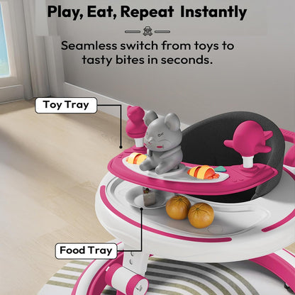 StarAndDaisy Baby Walkers for 9 Month+ Baby Boy Girl / 360° Walker for Kids with RGB Light, 7 Level Height Adjustment/Baby Walker with Switchable Food & Musical Toy Tray.