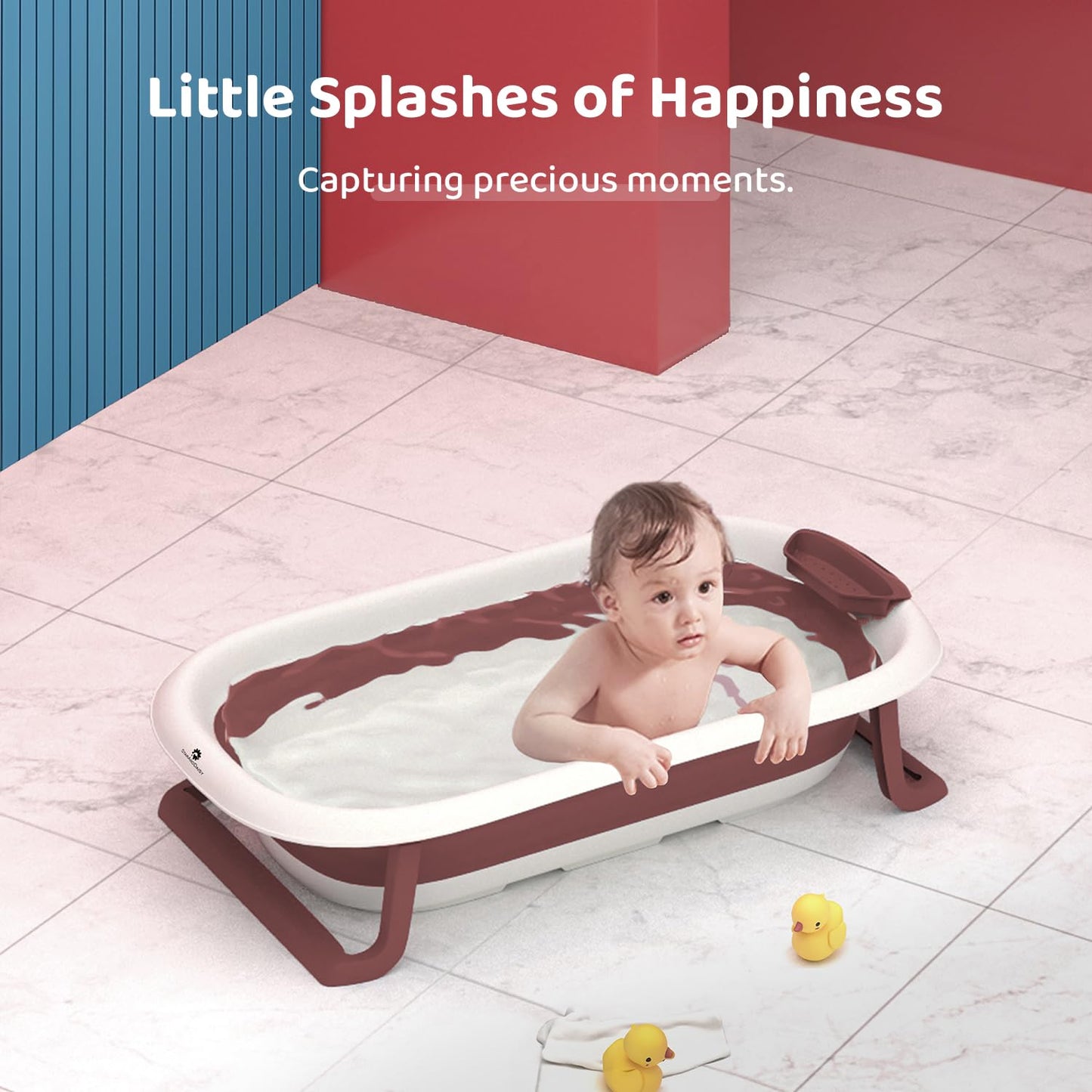 StarAndDaisy Baby Bath Tub for 0 to 5 Years/Foldable Bath Tub for Kids 0-3 Years with Space Saving, Newborn Baby Folding Bathing Tub Girls & Boys with Soap Tray, Easy to Store (BT - Brown)
