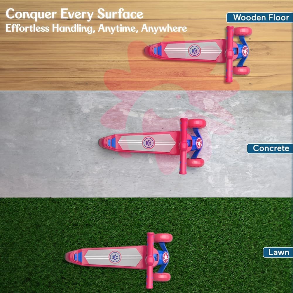 StarAndDaisy kick Scooter for Kids 3-12 Years Boys & Girls / 3-Wheel Skating Scooter Boys & Girls with Pu Light Up LED Wheels/Skating Scooter 5 Level Adjustable Height and Easy to Fold (Red & Blue)