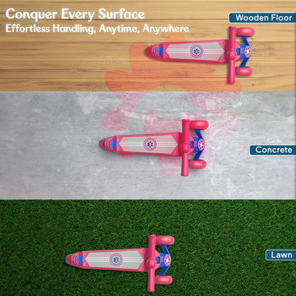 StarAndDaisy kick Scooter for Kids 3-12 Years Boys & Girls / 3-Wheel Skating Scooter Boys & Girls with Pu Light Up LED Wheels/Skating Scooter 5 Level Adjustable Height and Easy to Fold (Red & Blue)