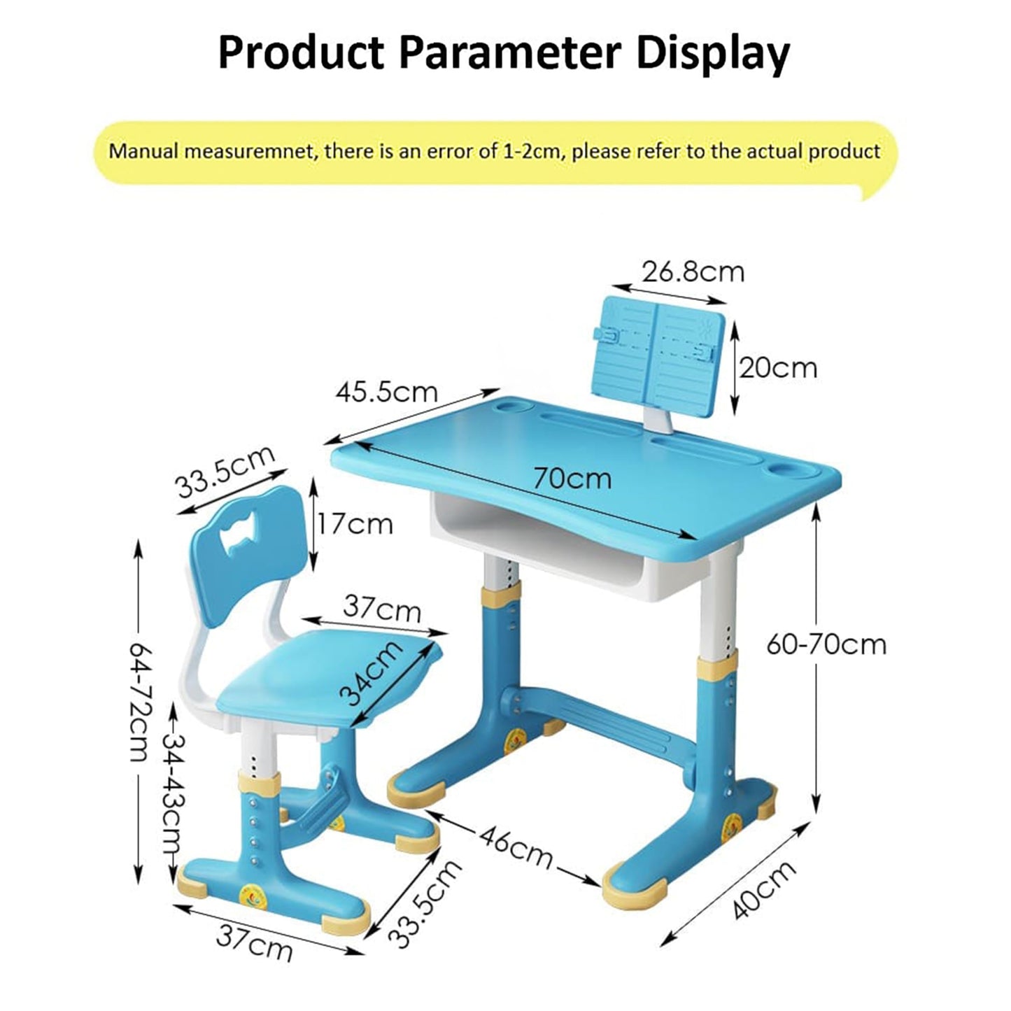 StarAndDaisy Kids Functional Desk and Chair Set, Height Adjustable Children School Study Table with, Bookholder Slot, Storage for Boys Girls.Sturdy 2 to 12 Years, Doodle Board -(Blue)