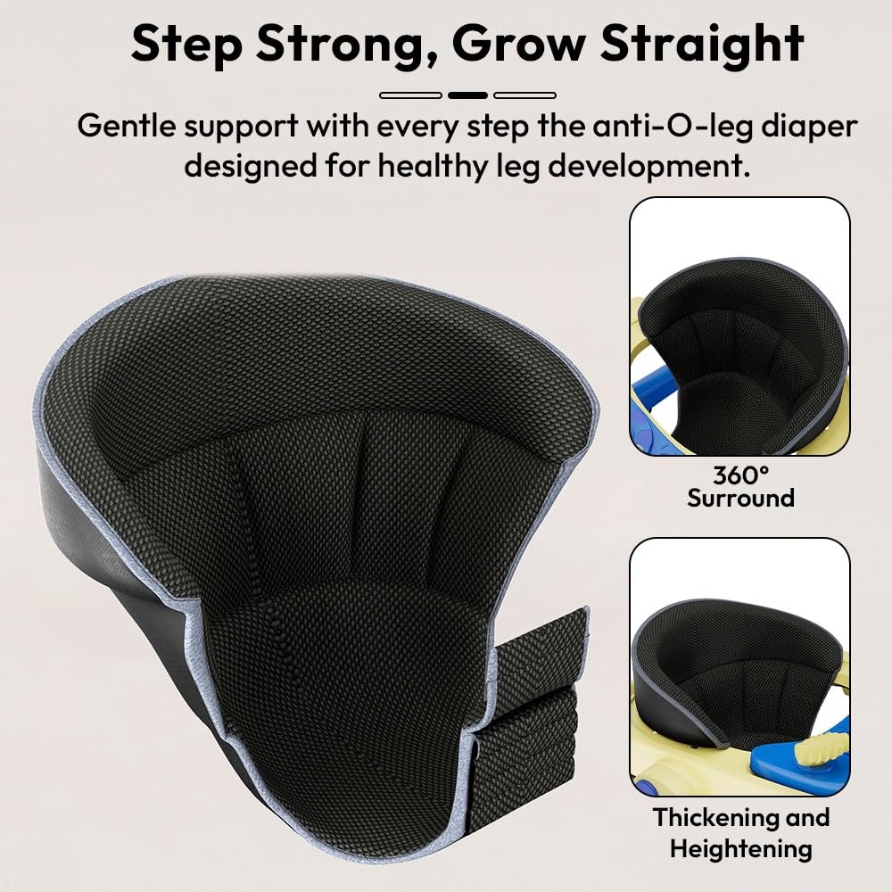 StarAndDaisy Baby Walkers For 6-24 Month Baby Boy Girl/Walker For Kids For 1 Years With Adjustable Height, Musical Tray/WalkerBaby With Brakes Prevant from Falling,Blue, Yellow