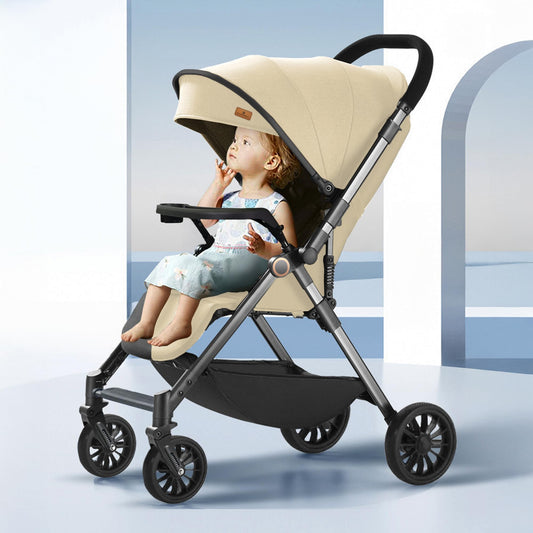 StarAndDaisy Stroller for Baby Boy Girl 0 to 5 Years/Foldable Baby Stroller Light Weight with Multi-Level Seat Recline, 5 Point Safety Belt, Pram for Kids- Khaki