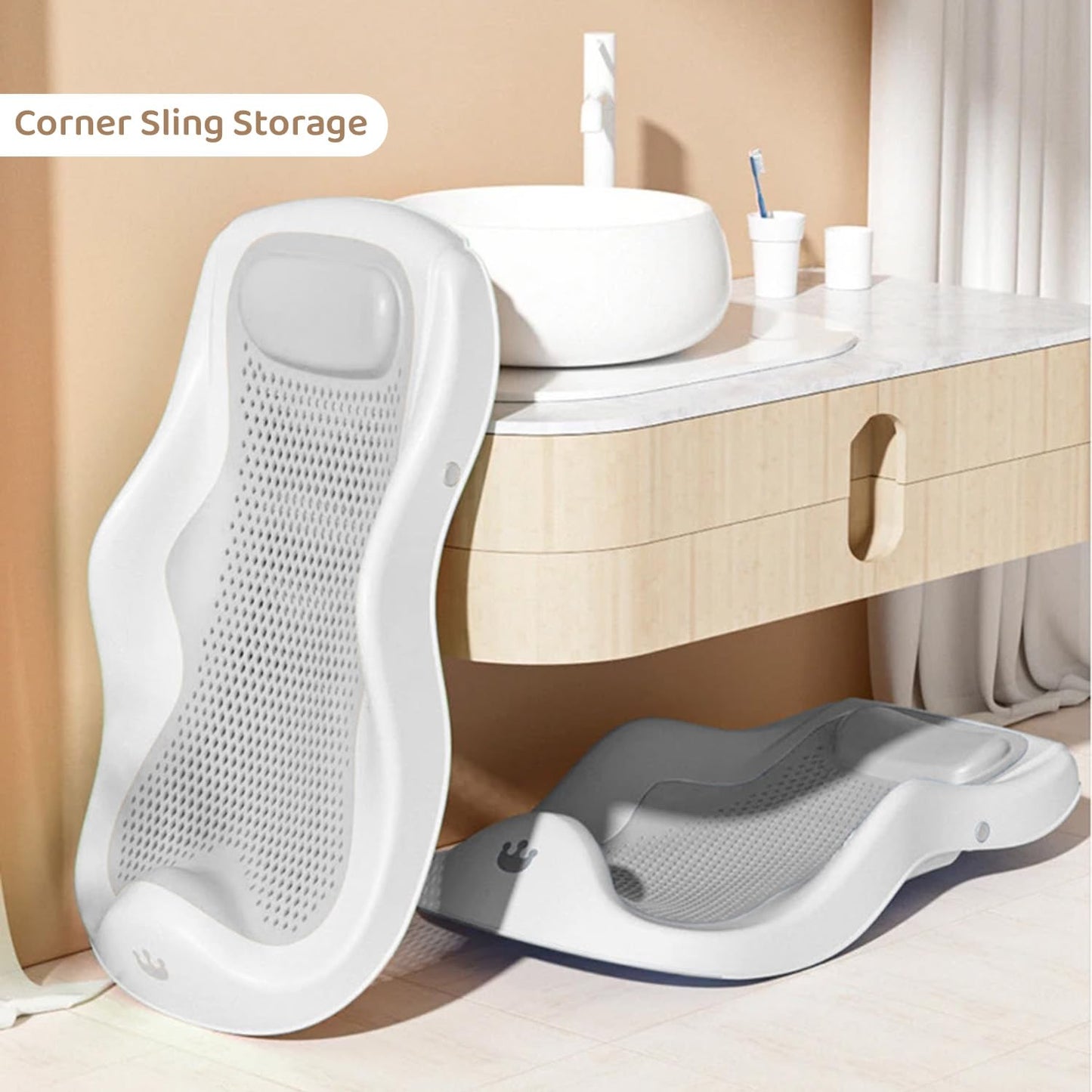 StarAndDaisy Baby Bath Seat Newborn to 0-18 Months, Non-Slip, Adjustable, Portable, Comfortable, Hygienic Baby Bather -Grey