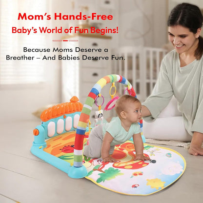 Uonibaby by StarAndDaisy Musical Baby Convertible Playmat, Play Gym Mat with Hanging Rattles Lights for 0-6 Months Babies.