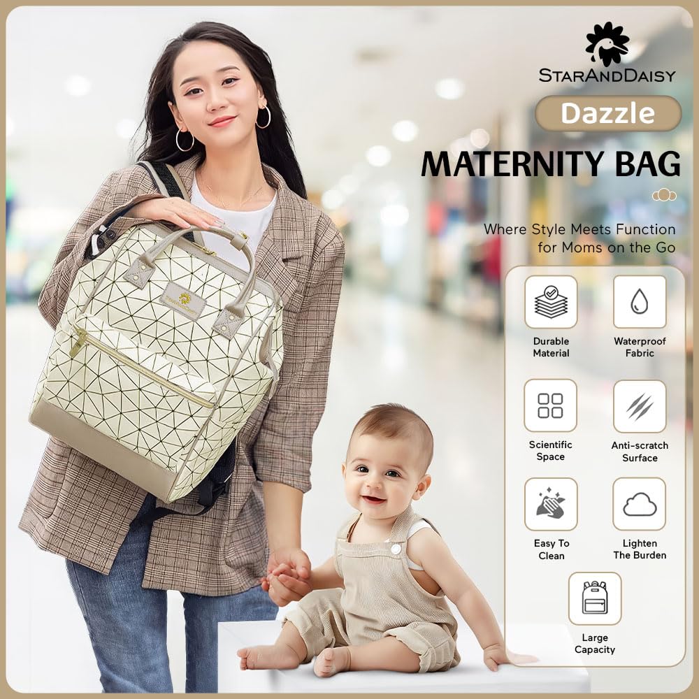 StarAndDaisy Diaper Bag/Backpacks for Mother- Maternity Bags for Baby with Multi Compartments, Stylish, Waterproof & Travel Friendly, Lightweight.(Beige)