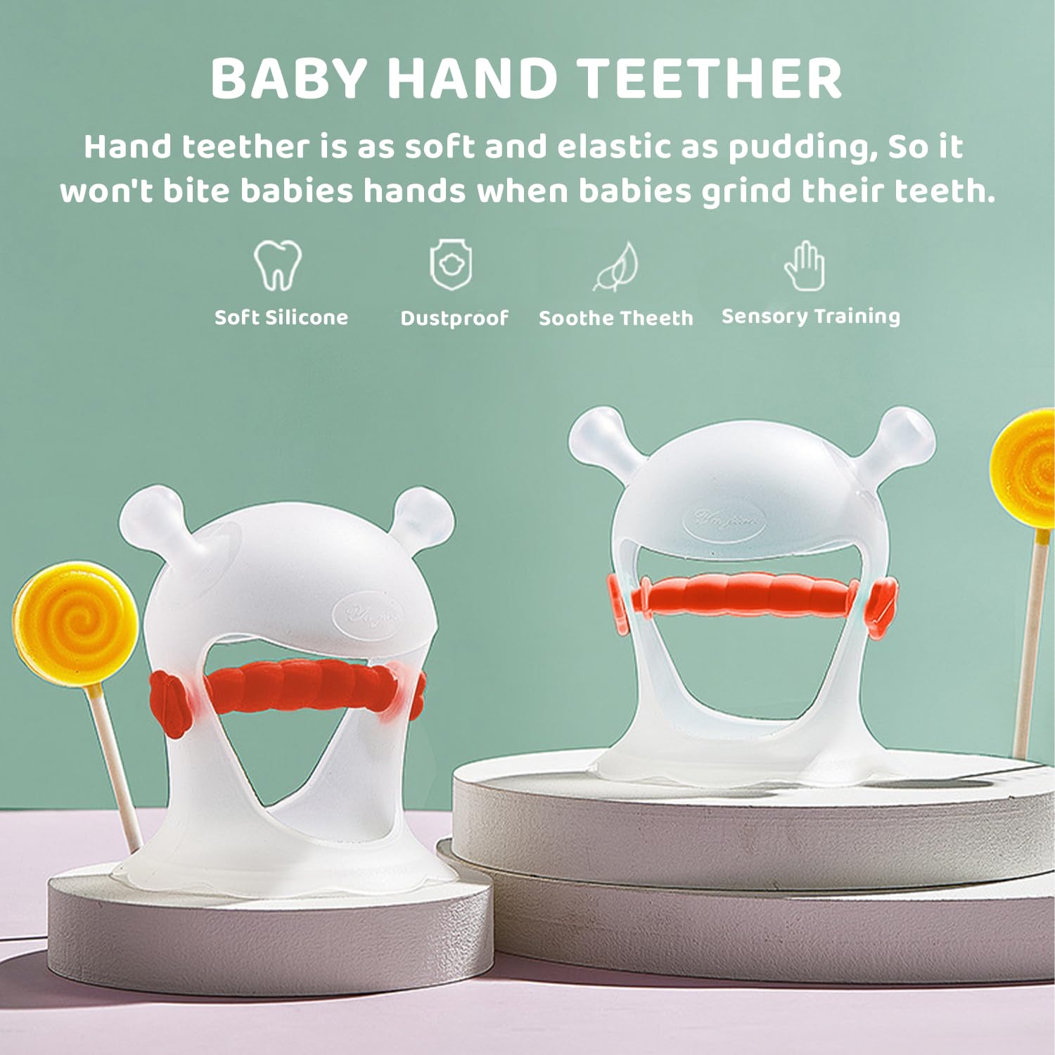 StarAndDaisy Adjustable Baby Thumb Sucking Hand Protector, Silicone Hand Sucking Stop, Baby Finger Protector Prevent Thumb Sucking for Infant Kids. (White&Blue)