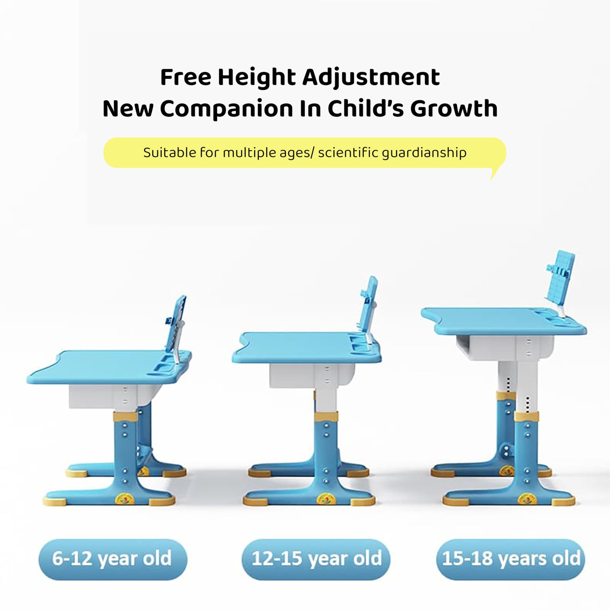 StarAndDaisy Kids Functional Desk and Chair Set, Height Adjustable Children School Study Table with, Bookholder Slot, Storage for Boys Girls.Sturdy 2 to 12 Years, Doodle Board -(Blue)