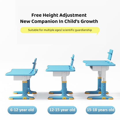 StarAndDaisy Kids Functional Desk and Chair Set, Height Adjustable Children School Study Table with, Bookholder Slot, Storage for Boys Girls.Sturdy 2 to 12 Years, Doodle Board -(Blue)