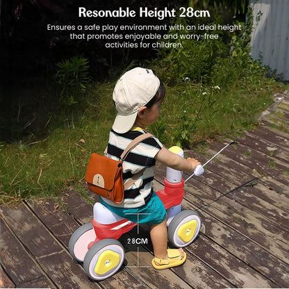 StarAndDaisy Balance Bike/Push Ride on for Kids/Toddler with 4 Smooth Wheels, Music & Lights/Mini Bike for Kids (Red)