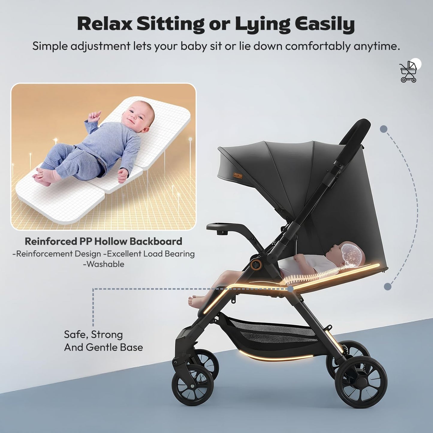 StarAndDaisy Stroller for Baby Boy Girl 0 to 5 Years/Foldable Baby Stroller Light Weight with Multi-Level Seat Recline, 5 Point Safety Belt, Pram for Kids-Grey