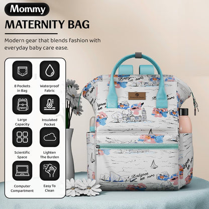 StarAndDaisy Baby Diaper Bag for Mother Travel/Diaper Bags for Mother for Travel with Laptop Pocket, Multi Compartments, Insulated Bottle Pockets, Waterproof, Ultra soft fabric - White