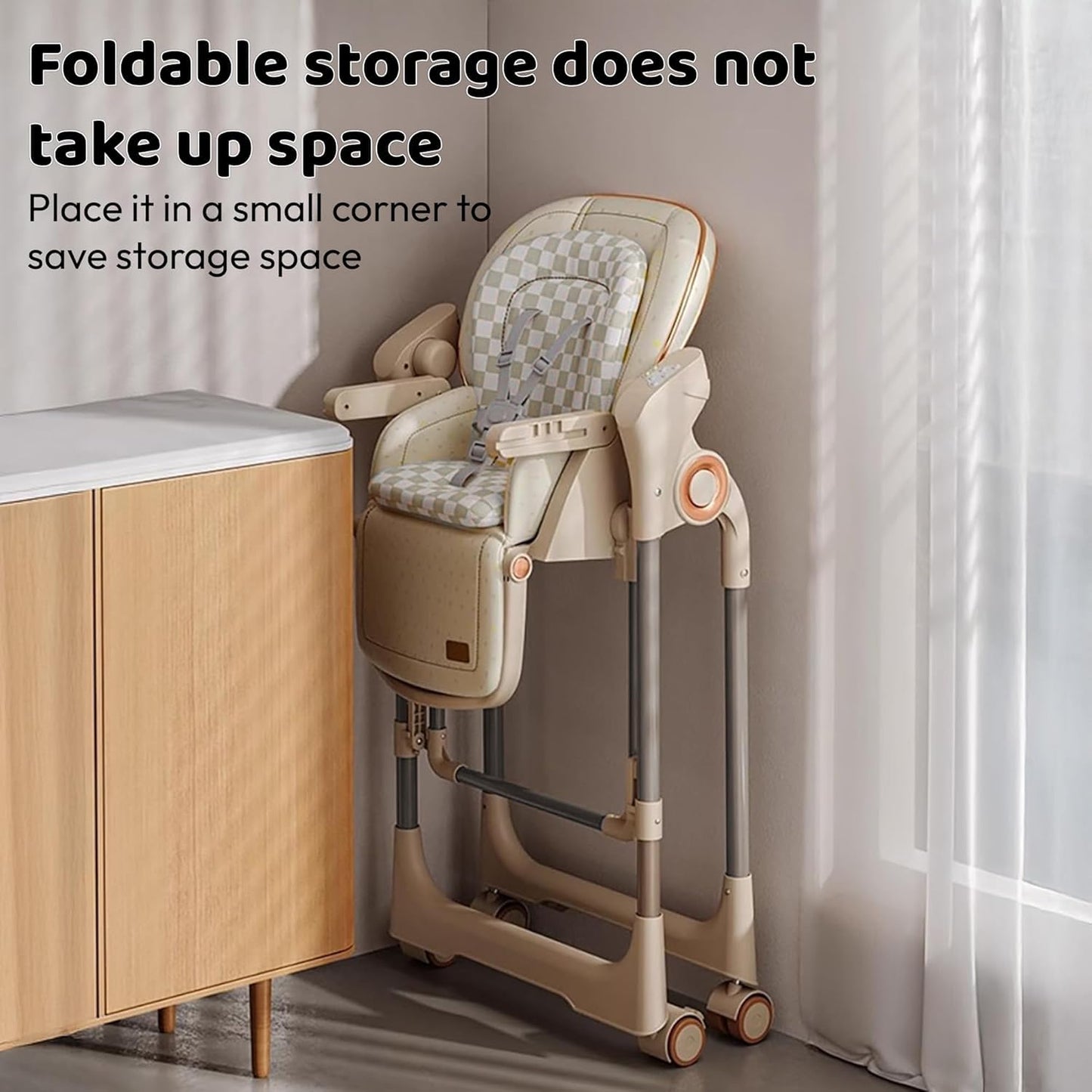 StarAndDaisy Multifunctional Baby Swing cradle for Boy & girl with Automatic Swing High chair, Foldable feeding chair , removable dining tray , Adjustable Backrest & Footrest for infants & toddler-Beige