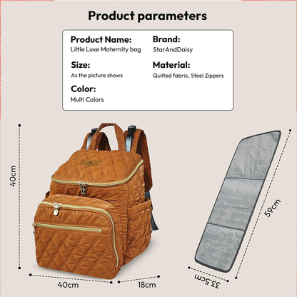 StarAndDaisy Baby Bag for Mother Travel/Maternity Bag with Multi-Compartments, Insulated Bottle Pockets with Changing Sheet, Waterproof 24L Capacity- Grey (Brown)