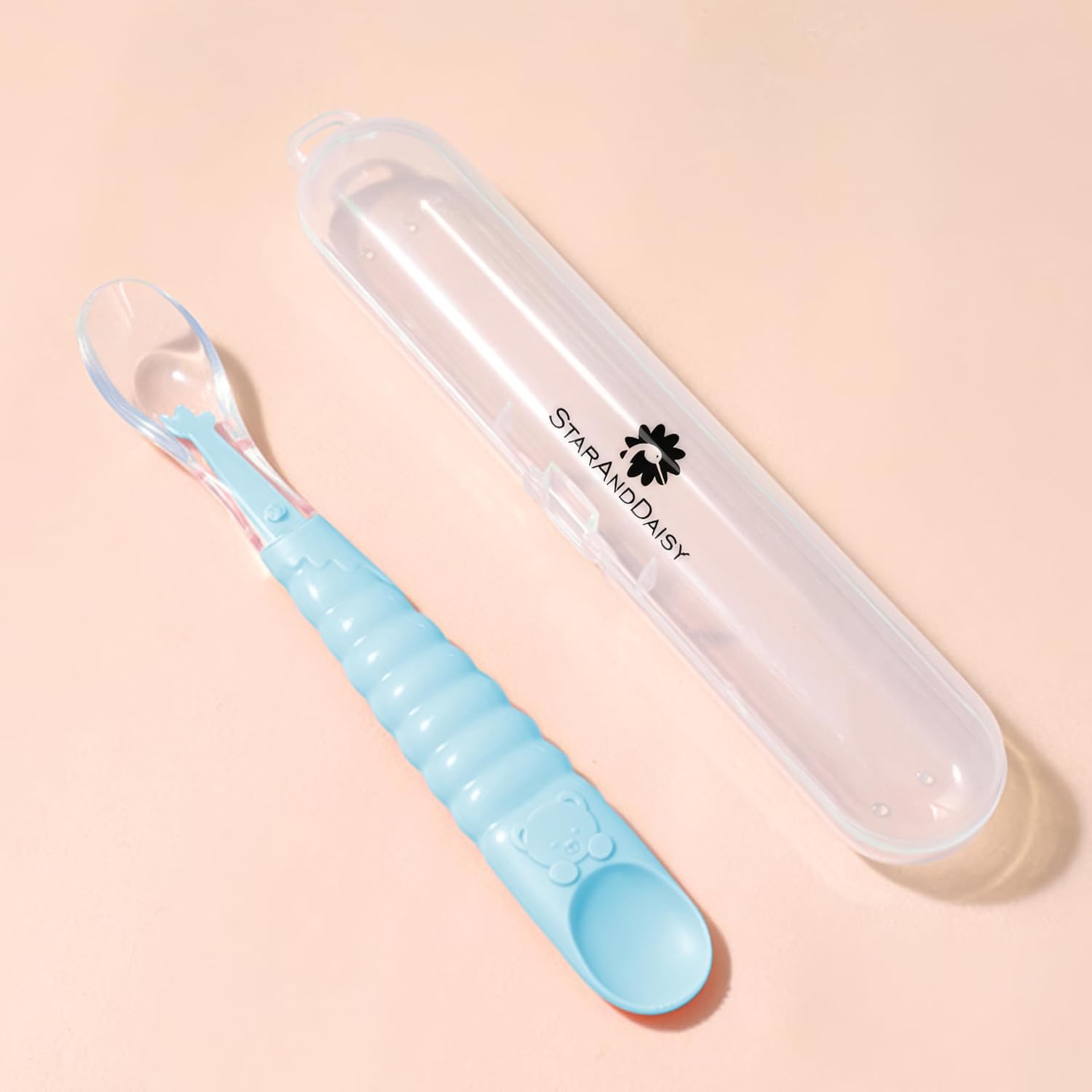 StarAndDaisy Baby Feeding Spoon with Scraper (Sky Blue)2-in-1 spoon blue