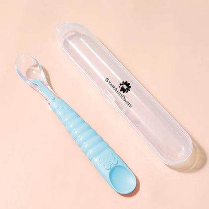 StarAndDaisy Baby Feeding Spoon with Scraper (Sky Blue)2-in-1 spoon blue