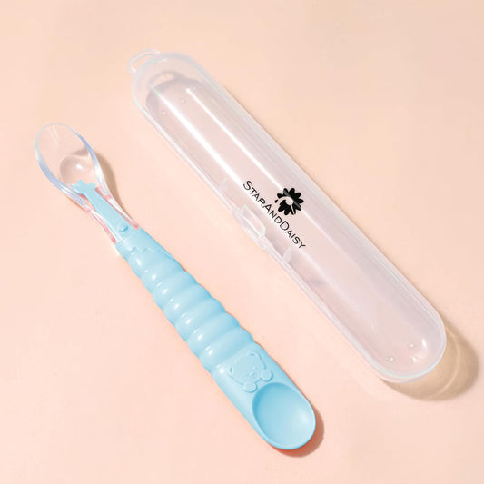 StarAndDaisy Baby Feeding Spoon with Scraper (Sky Blue)2-in-1 spoon blue