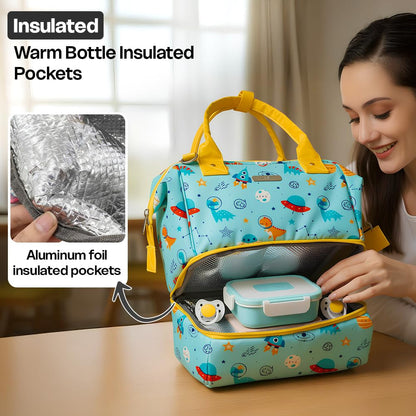 StarAndDaisy Baby Bag for Mothers Travel/Diaper Bags for Mom with Insulated Compartment/Diaper Bag for Mothers for Travel & Multiple Pockets, 12L Capacity- Dinosaur Print
