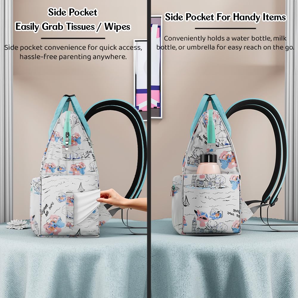 StarAndDaisy Baby Diaper Bag for Mother Travel/Diaper Bags for Mother for Travel with Laptop Pocket, Multi Compartments, Insulated Bottle Pockets, Waterproof, Ultra soft fabric - White