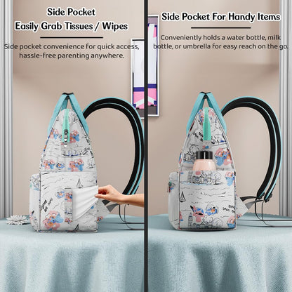 StarAndDaisy Baby Diaper Bag for Mother Travel/Diaper Bags for Mother for Travel with Laptop Pocket, Multi Compartments, Insulated Bottle Pockets, Waterproof, Ultra soft fabric - White