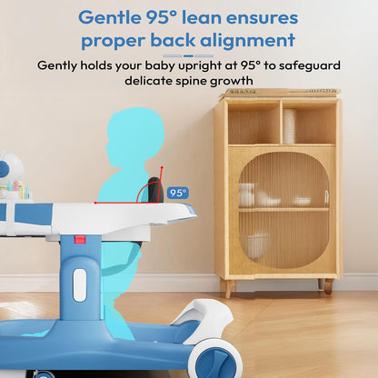 StarAndDaisy Baby Walker/Multifunction/Anti-o Shaped Leg/Anti-Fall/Music Box/Height Adjustment/Baby/Newborn/girl/boy/6-15months *with SEAT Cushion (Premium Blue)