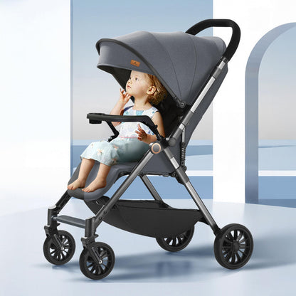 StarAndDaisy Stroller for Baby Boy Girl 0 to 5 Years/Foldable Baby Stroller Light Weight with Multi-Level Seat Recline, 5 Point Safety Belt, Pram for Kids-Grey
