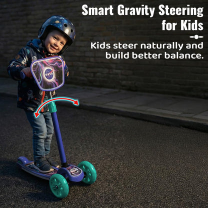 StarAndDaisy X NASA Kick Scooter for Kids 3+ Years, Foldable Skate Scooter for Children Girls & Boys with Multi-Level Height Adjustment, LED Wheels & Brakes -(Officially Licensed) (Blue)