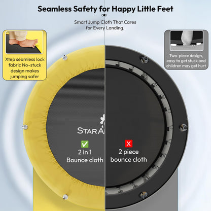 StarAndDaisy 55 inch Trampoline for Kids at Home with Safety Net/Trampoline for Adults, Indoor & Outdoor / 120KG Loading Capacity with Stainless Steel Frame & Legs -55 inch, 4.5 Feet (Yellow)
