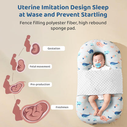 StarAndDaisy - Baby Lounger for Newborn - Baby Lounger Pillow - Soft 100% Cotton - Baby Nest - Infant Lounger -Wrap Baby Pillow for Newborn - Newborn Lounger/Bassinet Mattress -Blue