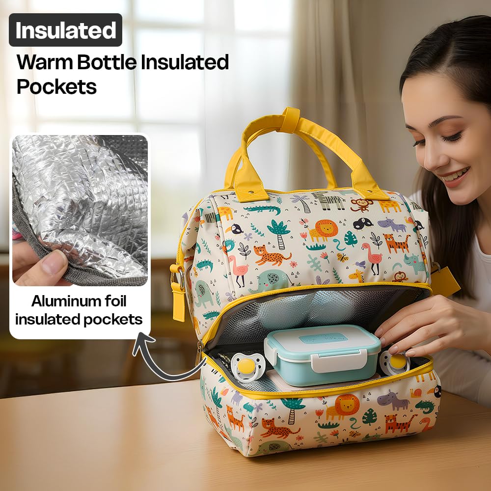 StarAndDaisy Bag for Mothers for Travel, Newborn Baby Diaper Bags with Insuleted Compartment & Multiple Pockets, 12 Liter Enhanced Capacity, Aesthetically Handcrafted with Love & Cuteness