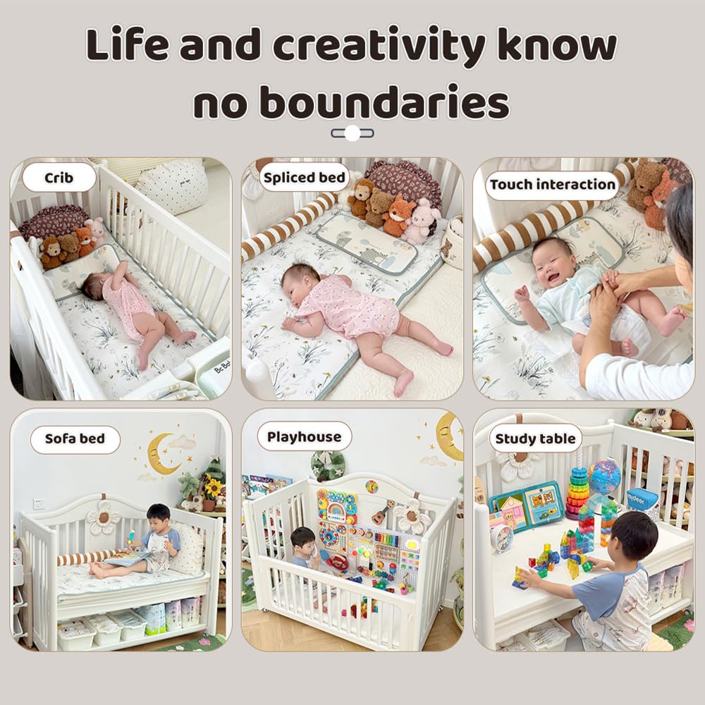 StarAndDaisy Baby Cot with Wheels / 150KG Heavy Duty PP Baby Crib/Waterproof & Termite Resistant/BPA-Free Newborn Baby Bed/Portable Infant Sleeping Cot -White