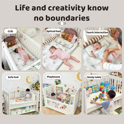 StarAndDaisy Baby Cot with Wheels / 150KG Heavy Duty PP Baby Crib/Waterproof & Termite Resistant/BPA-Free Newborn Baby Bed/Portable Infant Sleeping Cot -White