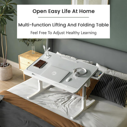 StarAndDaisy Baby Kids Foldable Study Desk/Baby Bed Table for Laptop and Study/Laptop Table Stand with Height Adjustable - USB-Grey1