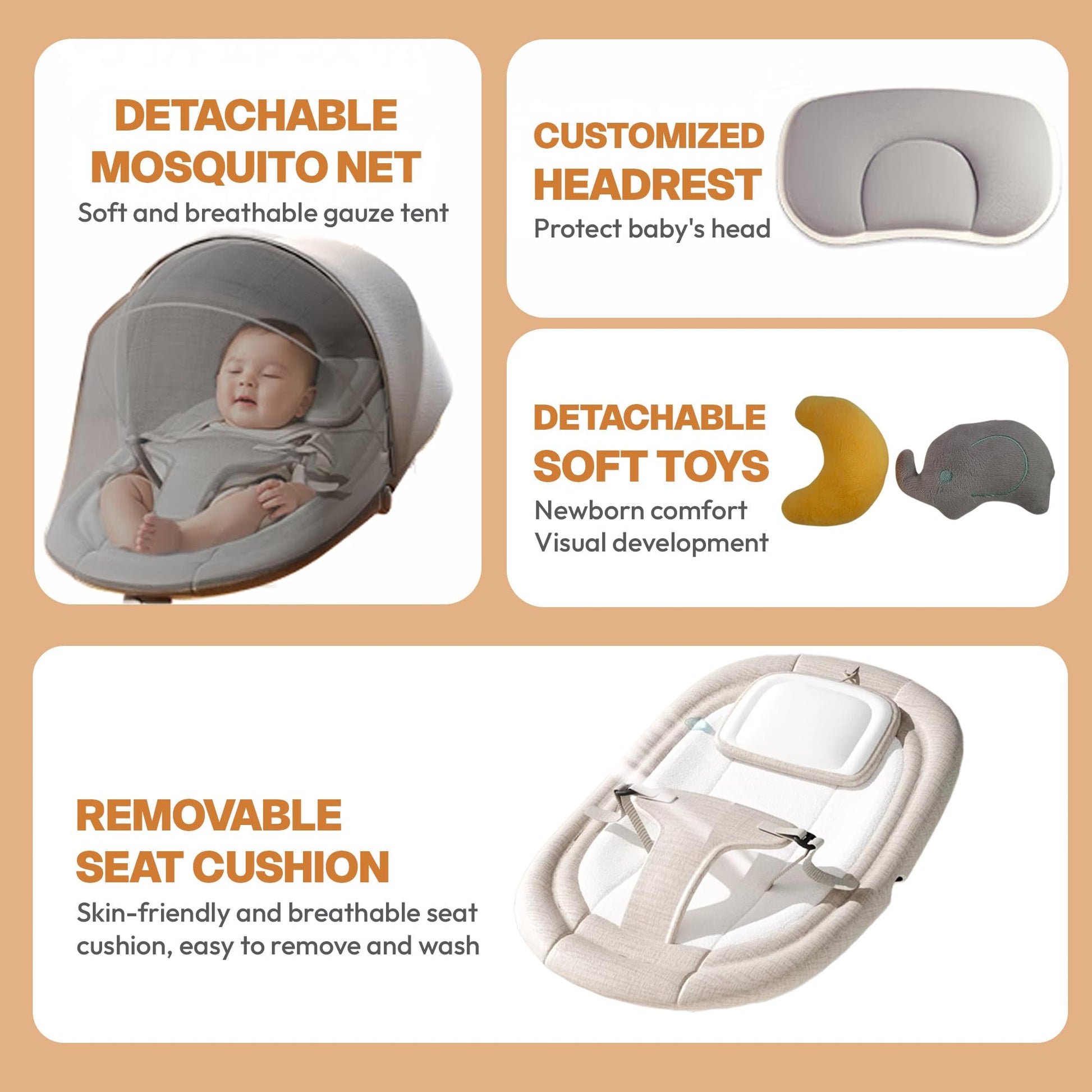 StarAndDaisy baby rockers for 0 to 2 years, Baby Multi functionalrocking chair / rocker for babies, Infants & Toddler with 5-level Automatic Swing & Bouncer/ cradle with touch panel & hanging toys - Grey