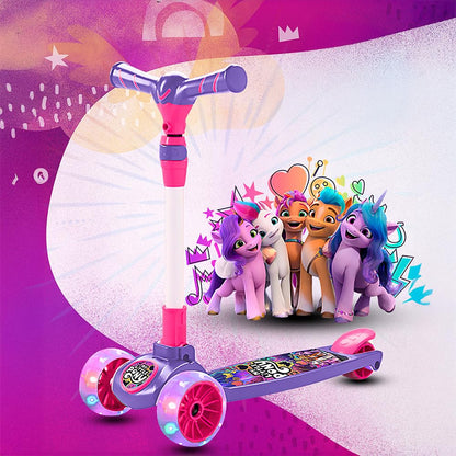 StarAndDaisy X Peppa Pig Kick Scooter for Kids 3+ Years, Foldable Skate Scooter for Children Girls & Boys with 4 Level Height Adjustment, LED Wheels & Brakes - Purple