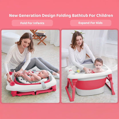 StarAndDaisy Baby Bath Tub for 0 to 5 Years/Folding Large Baby Bathtub with Temperature Meter/Safe & Comfortable Bath Tub for Kids