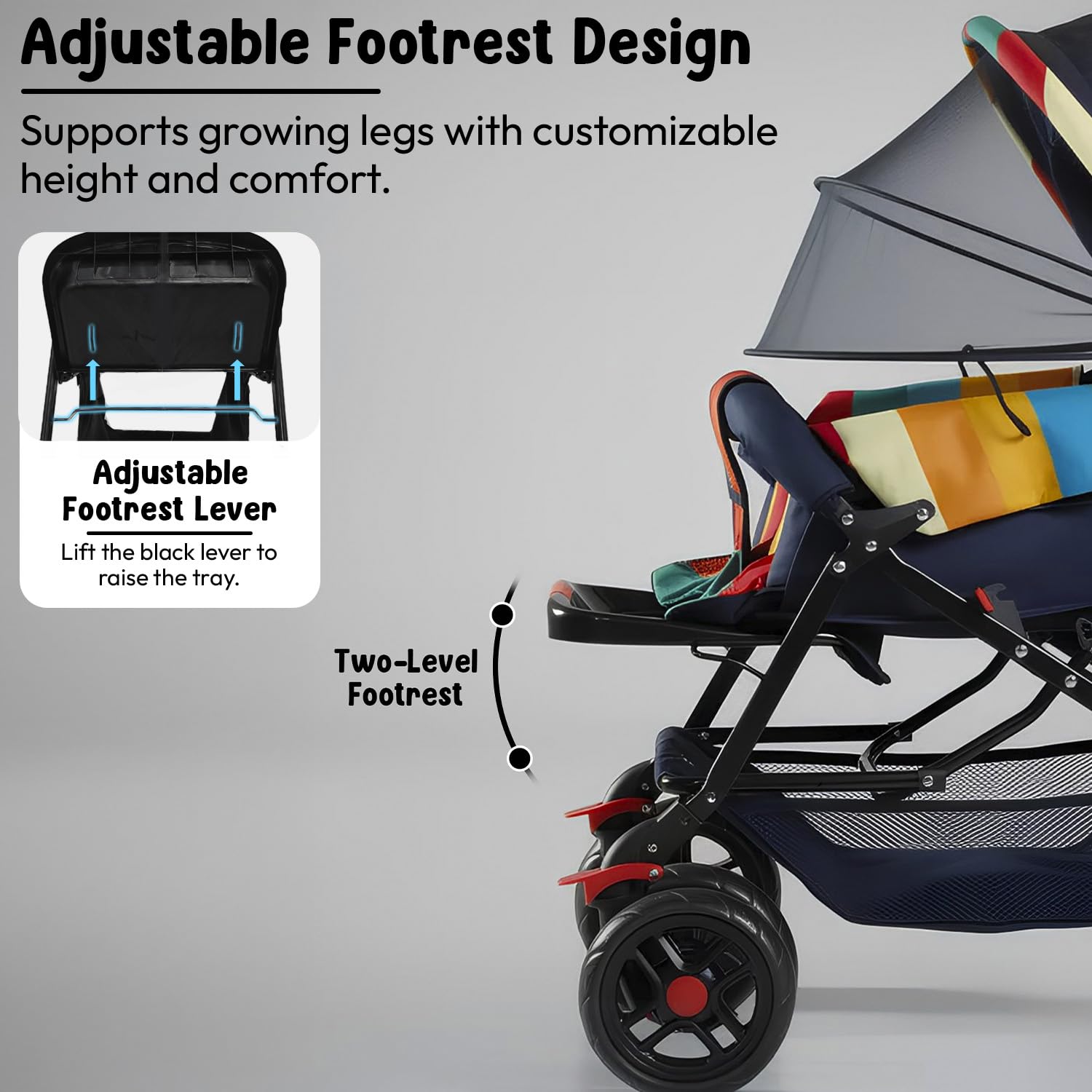 StarAndDaisy Baby Stroller for 0–3 Years, Foldable Baby Stroller/Pram with Mosquito Net, Large Storage Basket, 5 Point Safety Harness