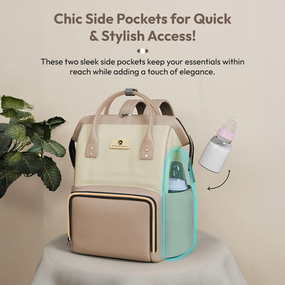 StarAndDaisy Diaper Bag for Mothers for Travel / 30L Lightweight Hospital Bag with 3 Insulated Bottle Pockets/Baby Bag for Mother Travel & Diaper Bag for Baby – Brown Beige