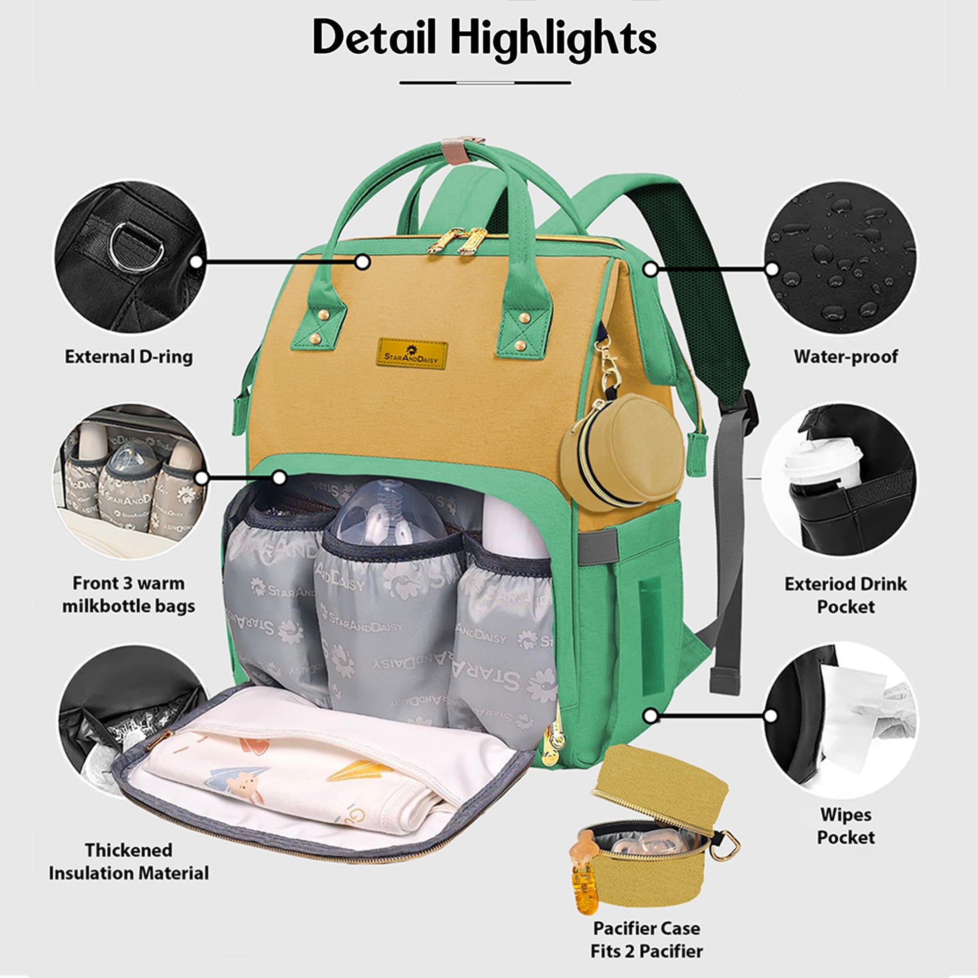 StarAndDaisy Baby Bag for Mothers Travel/Maternity Bag with 16 Multi-Purpose Pockets with Quick Access Diaper & Mobile Pocket/Diaper Bag for Baby