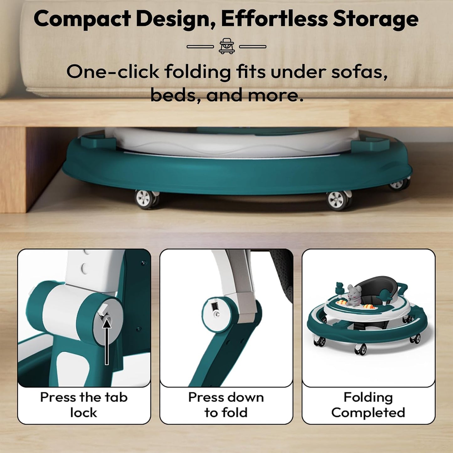 StarAndDaisy Baby Walkers for 9 Months+ Baby Boy Girl / 360° Walker for Kids with RGB Light, 7 Level Height Adjustment/Baby Walker with Switchable Food & Musical Toy Tray.