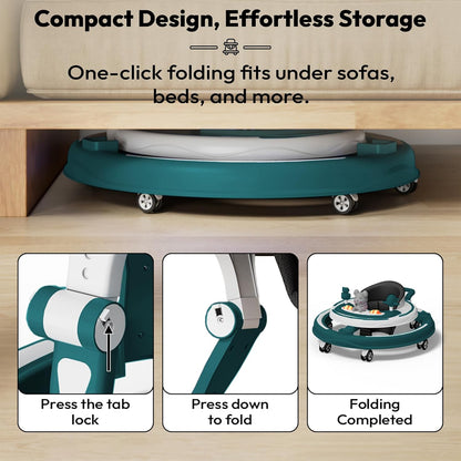 StarAndDaisy Baby Walkers for 9 Months+ Baby Boy Girl / 360° Walker for Kids with RGB Light, 7 Level Height Adjustment/Baby Walker with Switchable Food & Musical Toy Tray.