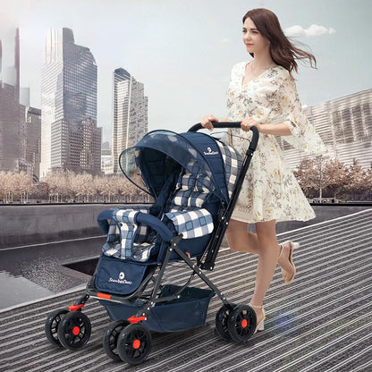 StarAndDaisy Baby Stroller for 0–3 Years, Foldable Baby Stroller/Pram with Mosquito Net, Large Storage Basket, 5 Point Safety Harness