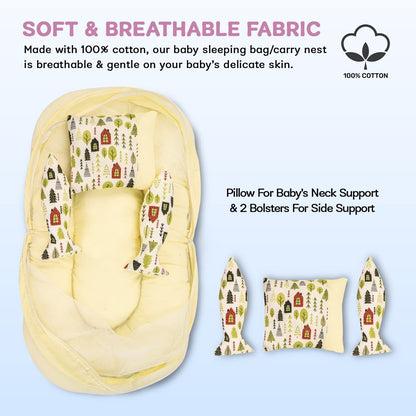 Baybee Baby Bedding Set for New Born Baby, Bed Mattress with Mosquito Net, Neck Pillow & 2 Bolsters Sleeping Nest Travel Bed for Baby Infant Toddler Bed Set for Baby Boy Girl 0-6 Months Green