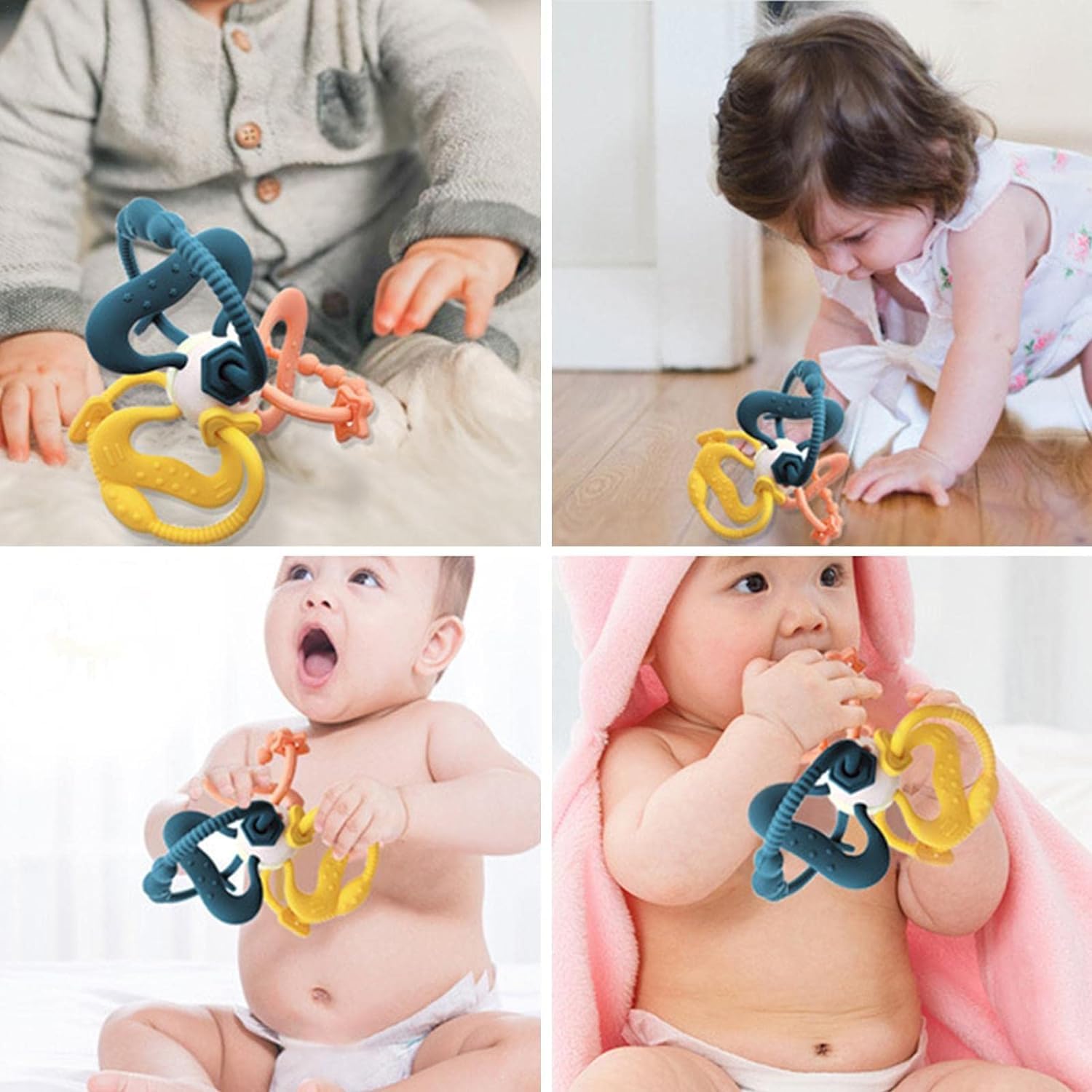 StarAndDaisy Teether Teething Toys For Baby 6-12 Months, Soft Silicone Bpa Free, Infant, Multicolor